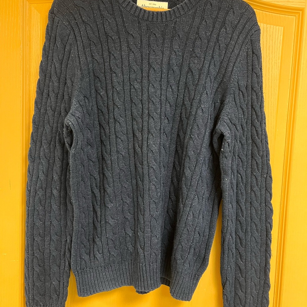Abercrombie & Fitch Blue Cable Knit Crewneck Sweater